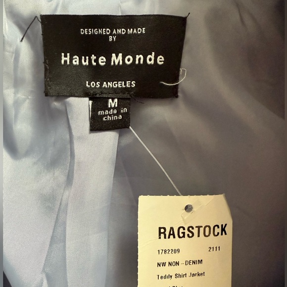 Haute Monde Cozy Blue Teddy Fleece Barn Jacket Button Up Shirt Jacket Sz M NWT - Picture 15 of 16